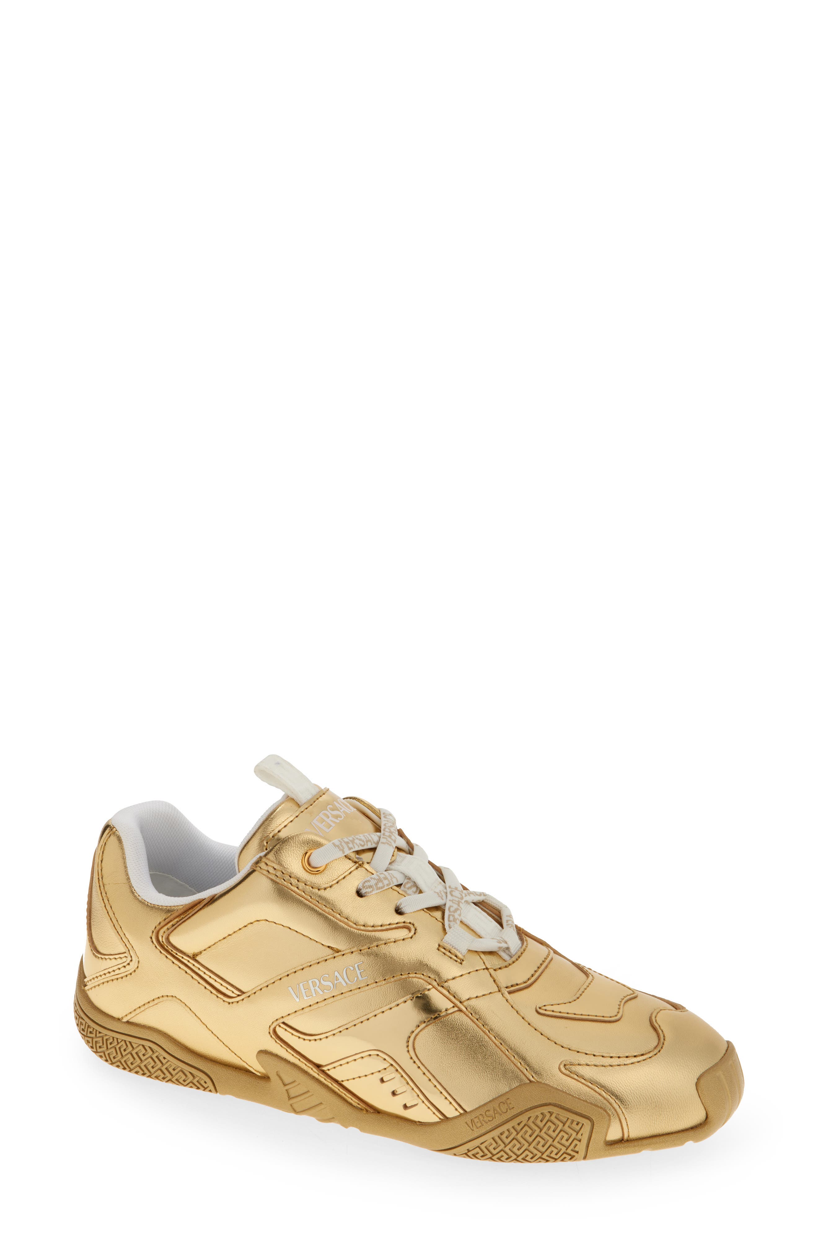 Versace Galaxia Metallic Leather Sneaker, Main, color, 