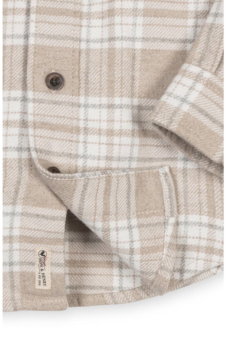 Kids' Organic Long Sleeve Flannel Shirt with Double Flap Pockets, Alternate, color, Taupe Heirloom Plaid