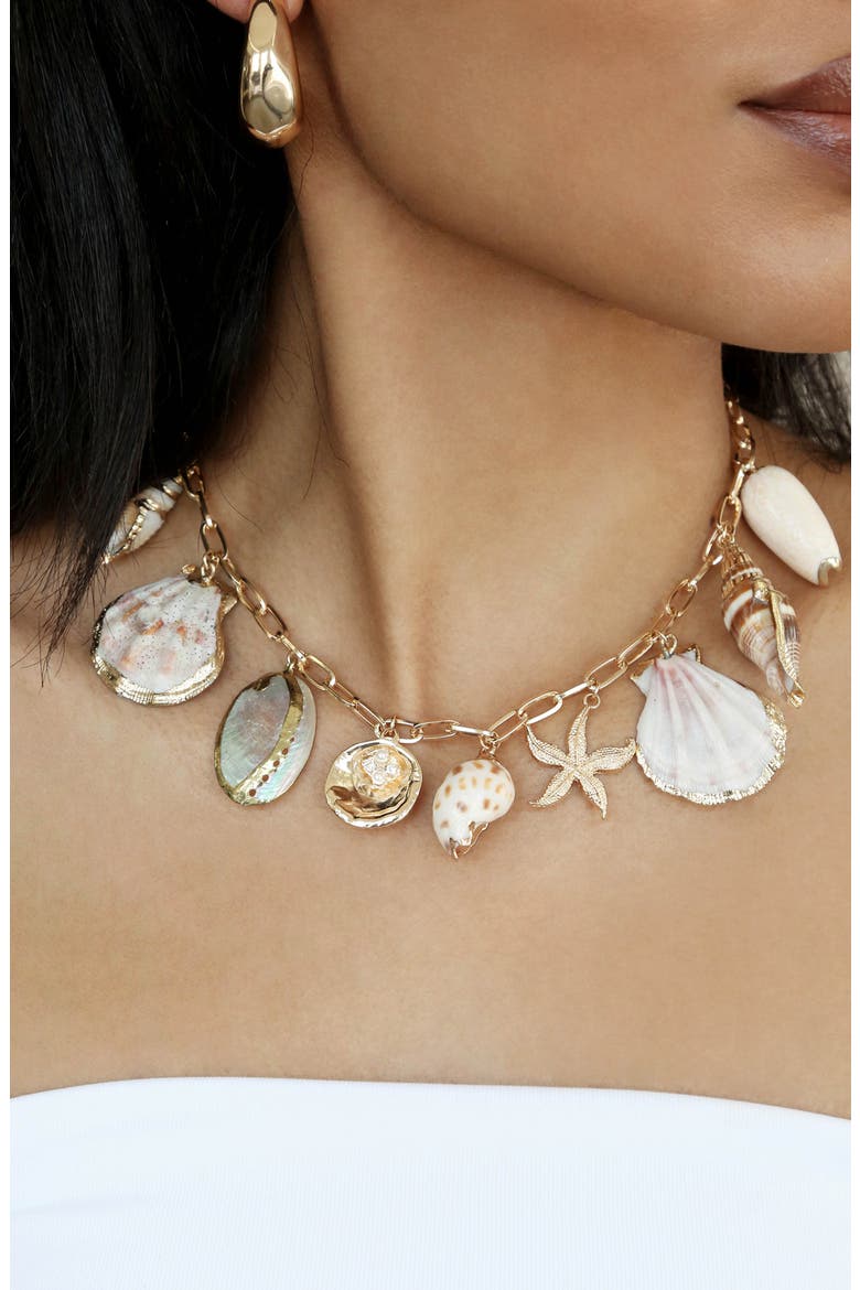 Private Island Shell Necklace, Alternate, color, GOLD