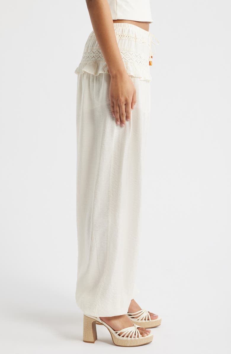 KITTENISH Lace Detail Joggers, Alternate, color, Egret