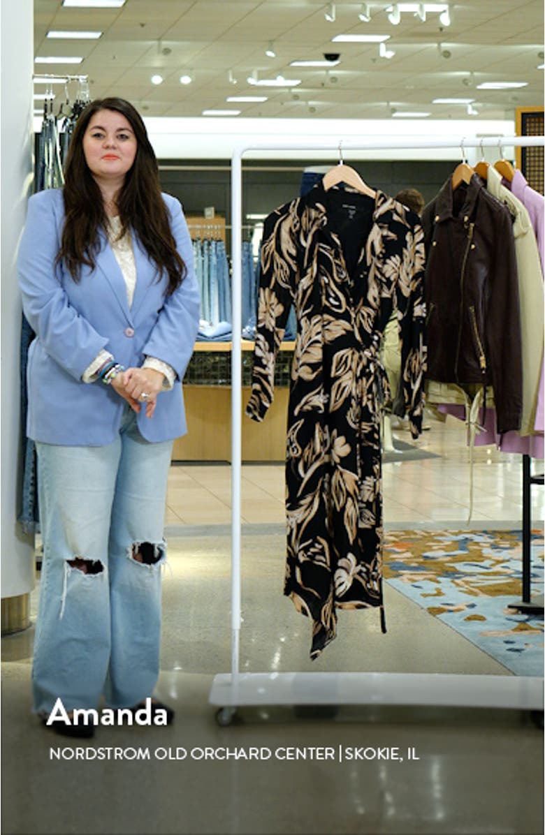 Asymmetric Hem Long Sleeve Georgette Midi Wrap Dress, sales video thumbnail