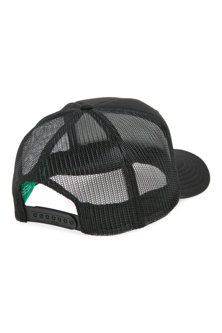 Aloha Flower Trucker Hat, Alternate, color, BLACK