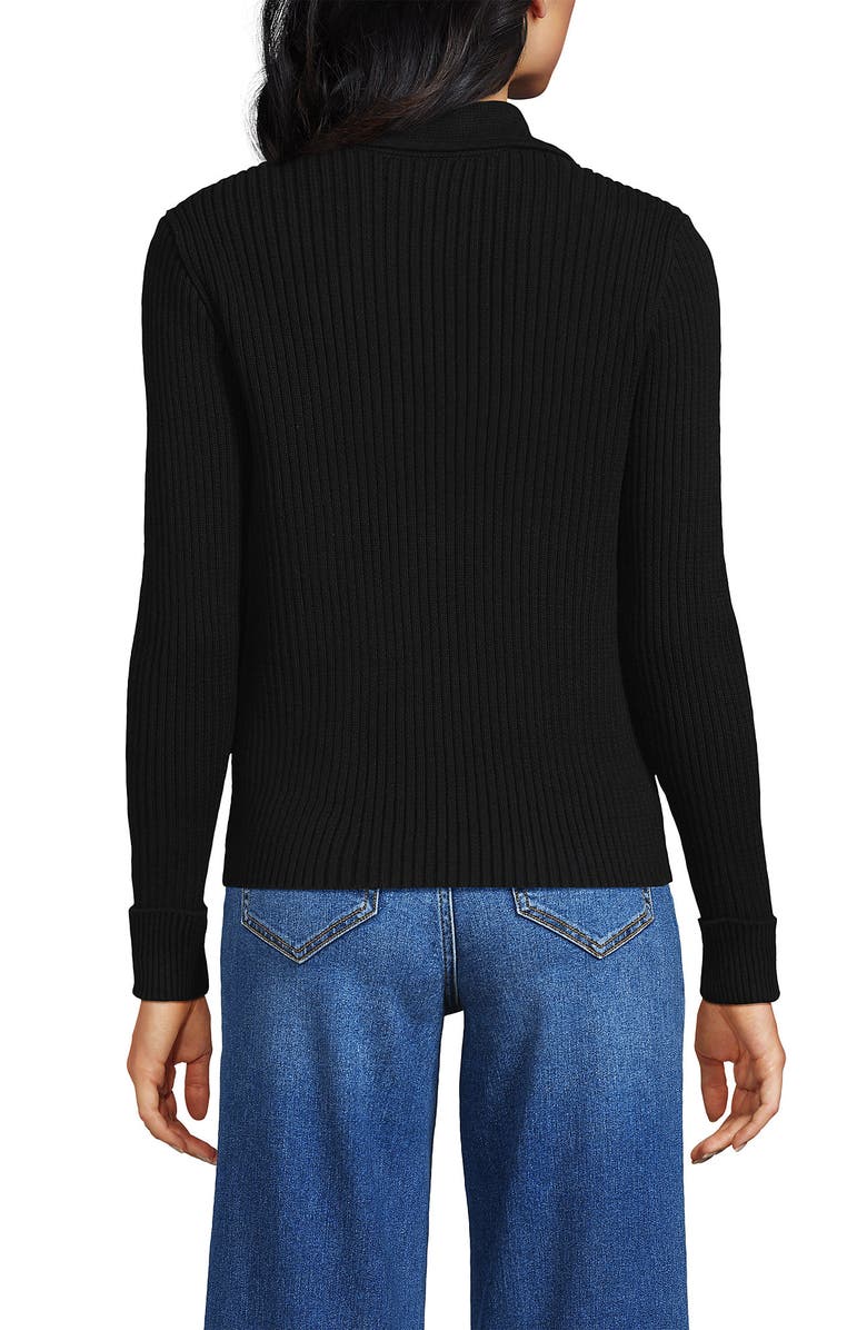 Lands' End Drifter Ribbed Collared Blazer Sweater, Alternate, color, Black