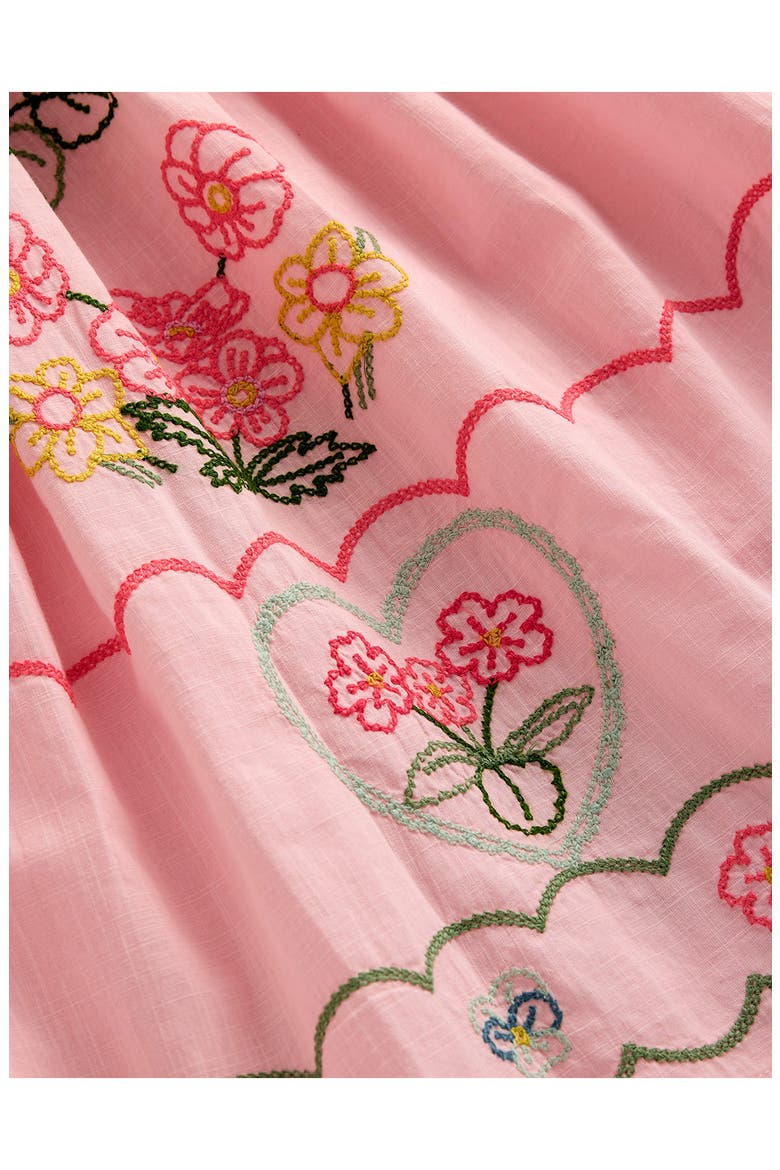 Kids' Embroidered Flutter Sleeve Cotton Midi Dress, Alternate, color, CHALK PINK