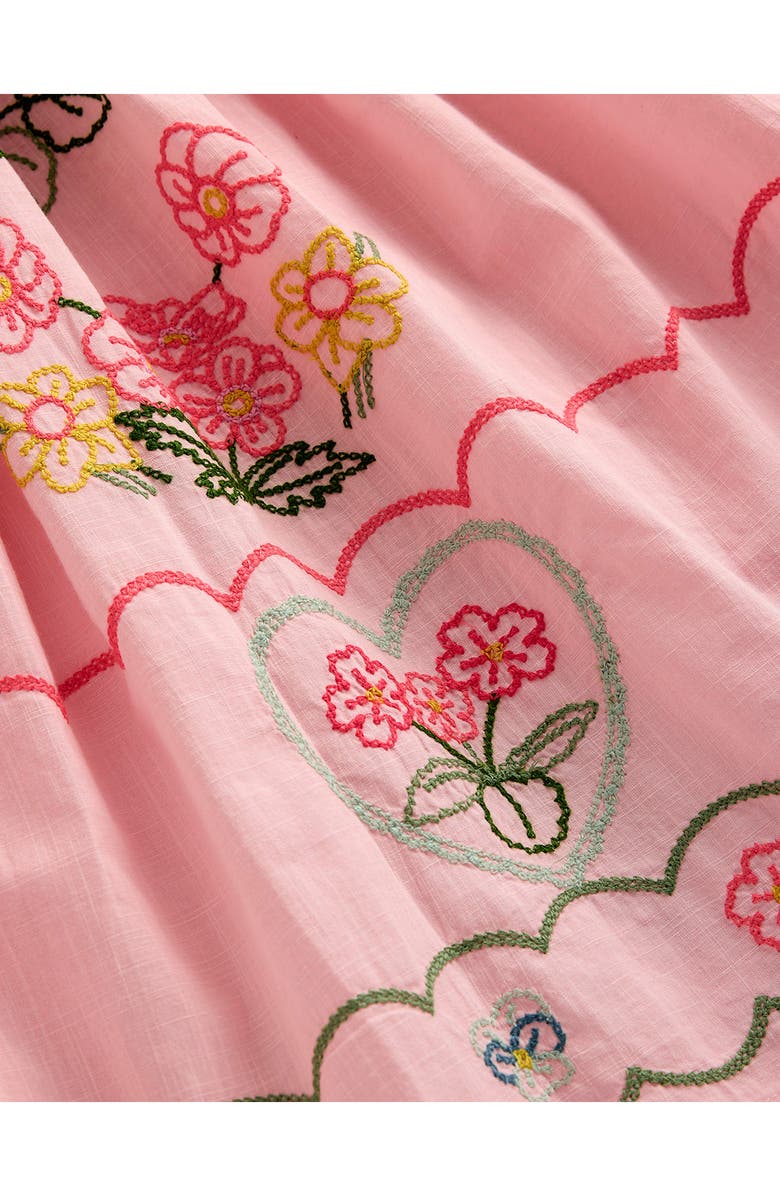 Mini Boden Kids' Embroidered Flutter Sleeve Cotton Midi Dress, Alternate, color, Chalk Pink