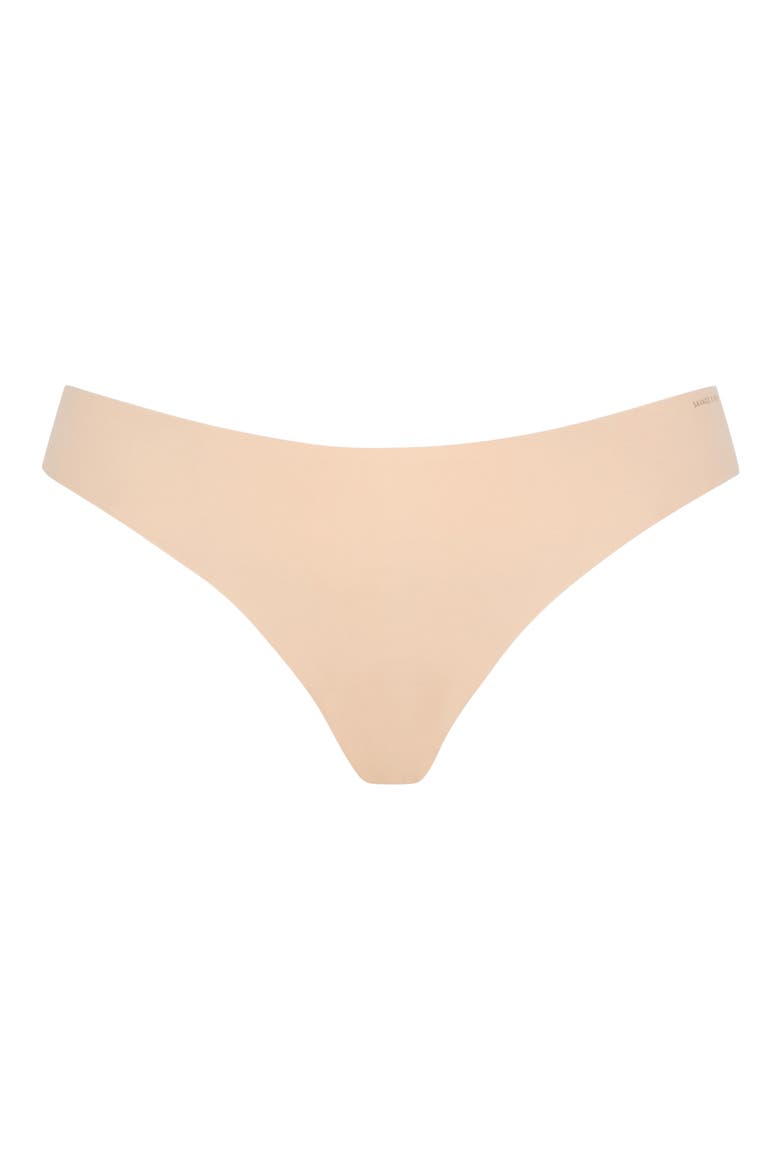 Microfiber No-Show Thong, Alternate, color, HONEY NUDE
