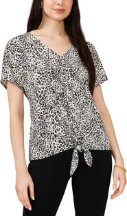 Chaus V-Neck Tie Front Top