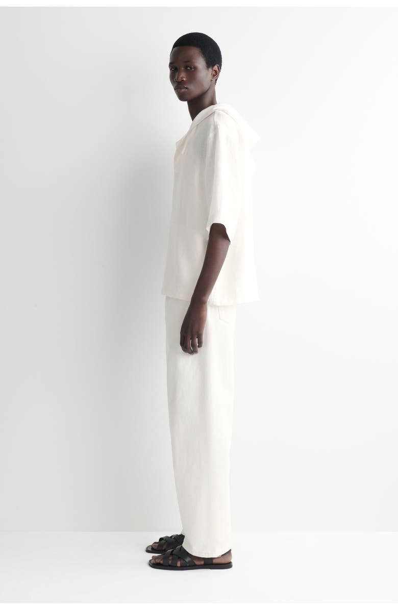 COS Drawstring Hooded Linen Popover Shirt, Alternate, color, White