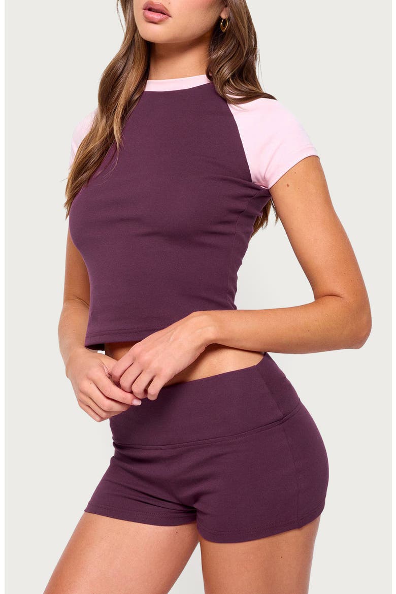 Anlie Contrast Raglan T-shirt, Alternate, color, PLUM-AND-PINK