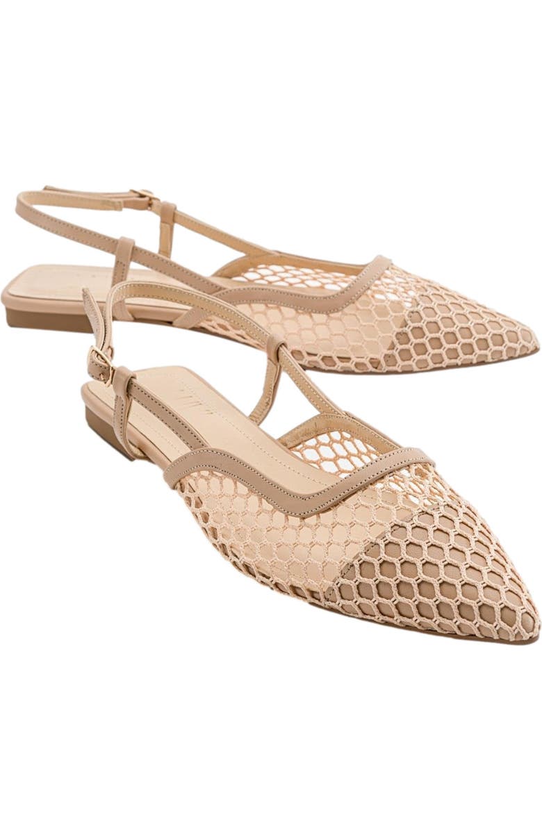 Prologue Shoes Brace Blue Mesh Flat Sandal, Main, color, Beige Faux Leather