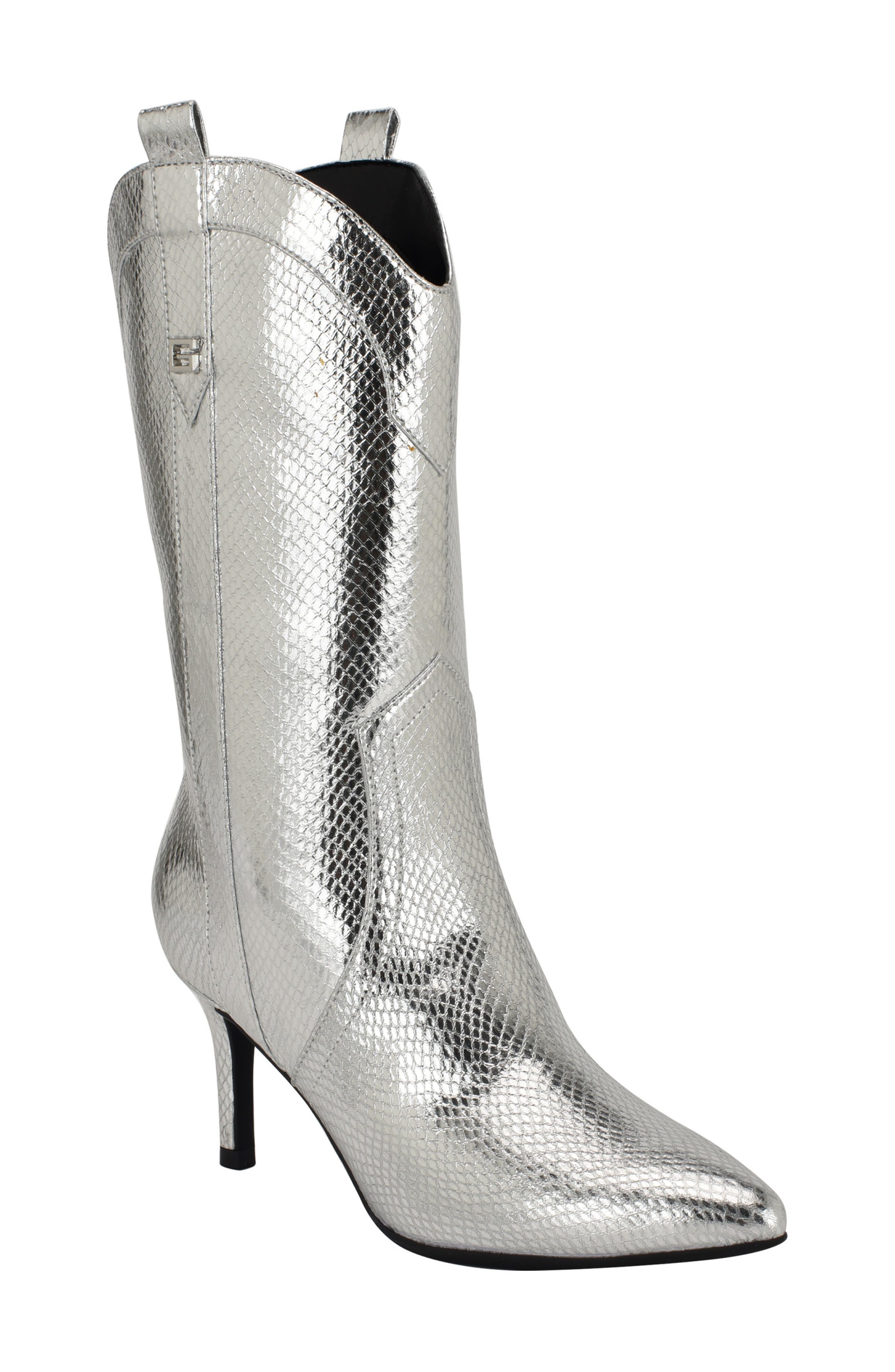 GUESS Wurlie Snakeskin Embossed Western Boot