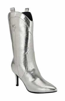 GUESS Wurlie Snakeskin Embossed Western Boot