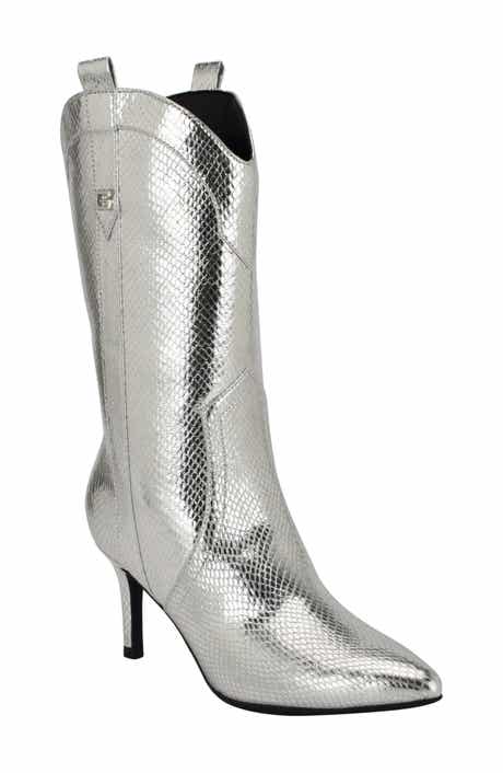 GUESS Wurlie Snakeskin Embossed Western Boot