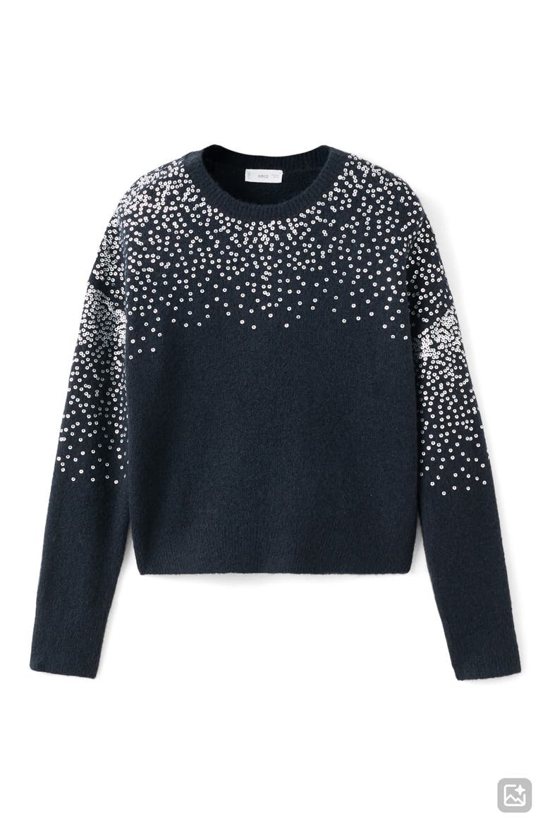 Sequin Embellished Sweater, Alternate, color, NAVY