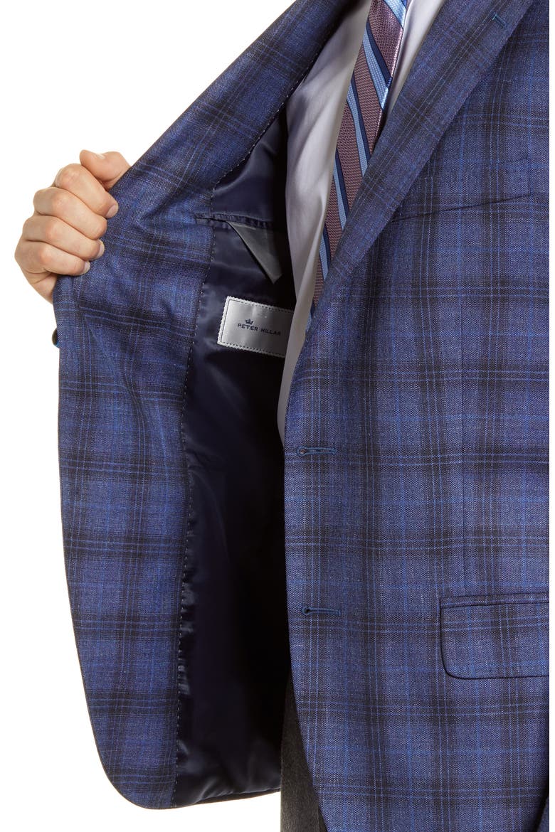Classic Fit Plaid Stretch Wool Blend Sport Coat, Alternate, color, NAVY