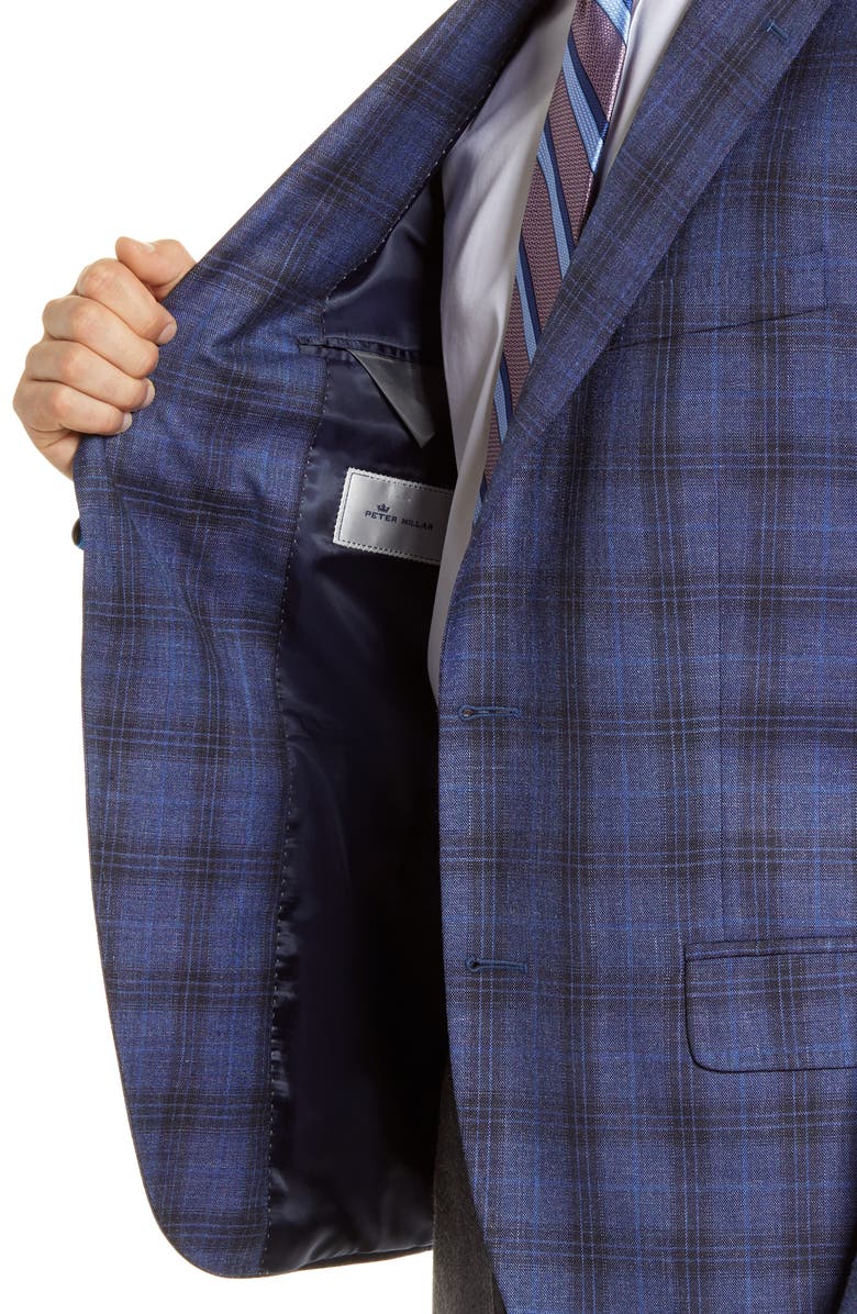 Peter Millar Classic Fit Plaid Stretch Wool Blend Sport Coat, Alternate, color, 