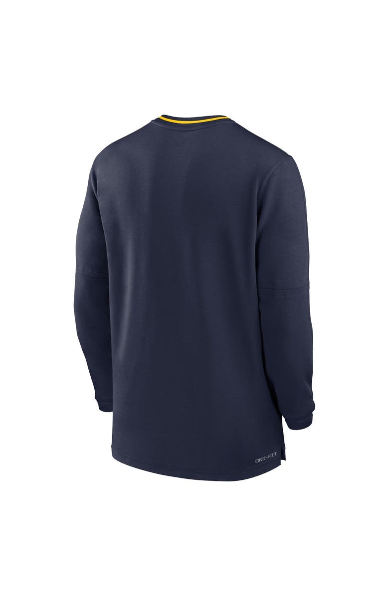 Jordan Brand Men's Jordan Brand Navy Michigan Wolverines 2024 Sideline Coach Performance Half-Zip Long Sleeve Top, Alternate, color, Navy