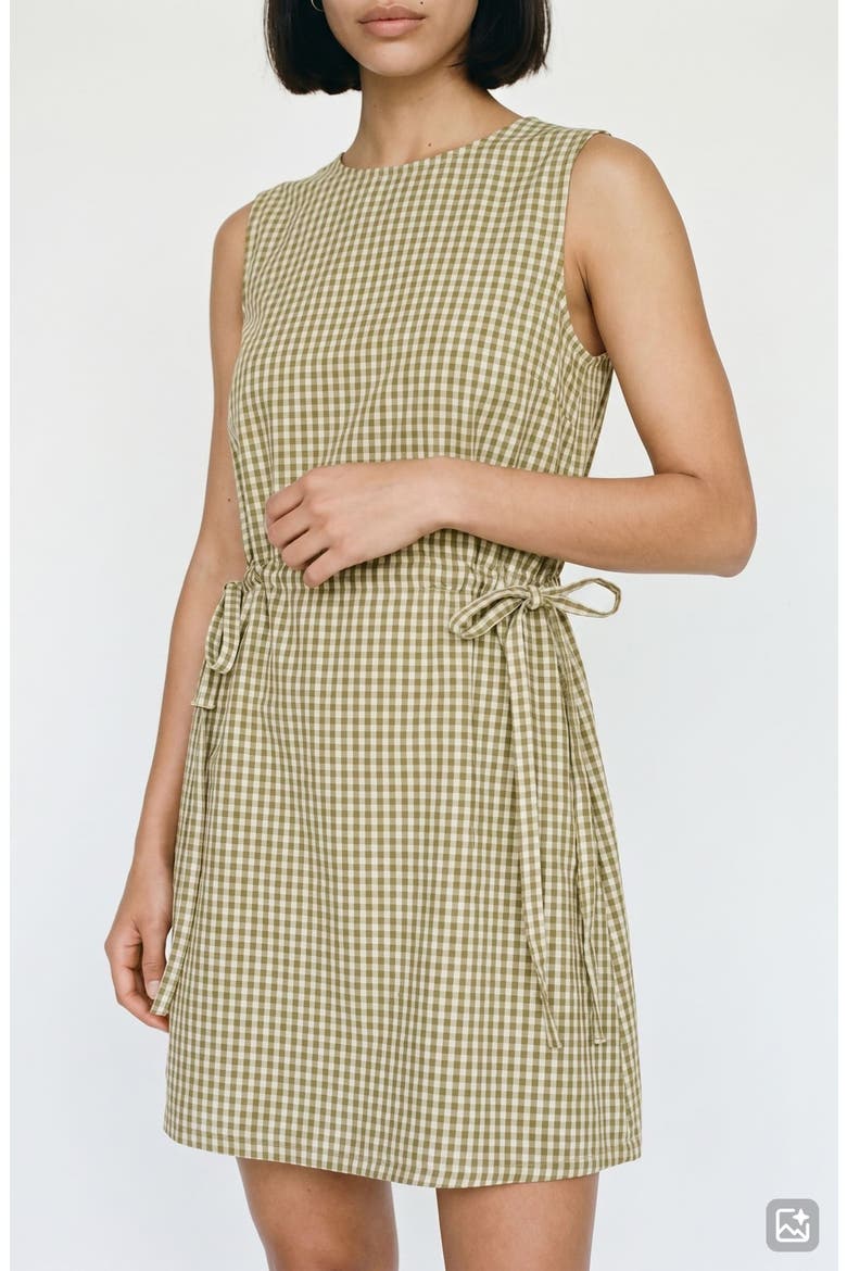 Camilla Sleeveless Gingham Dress, Alternate, color, FOG GREEN CHECKS WILLOW