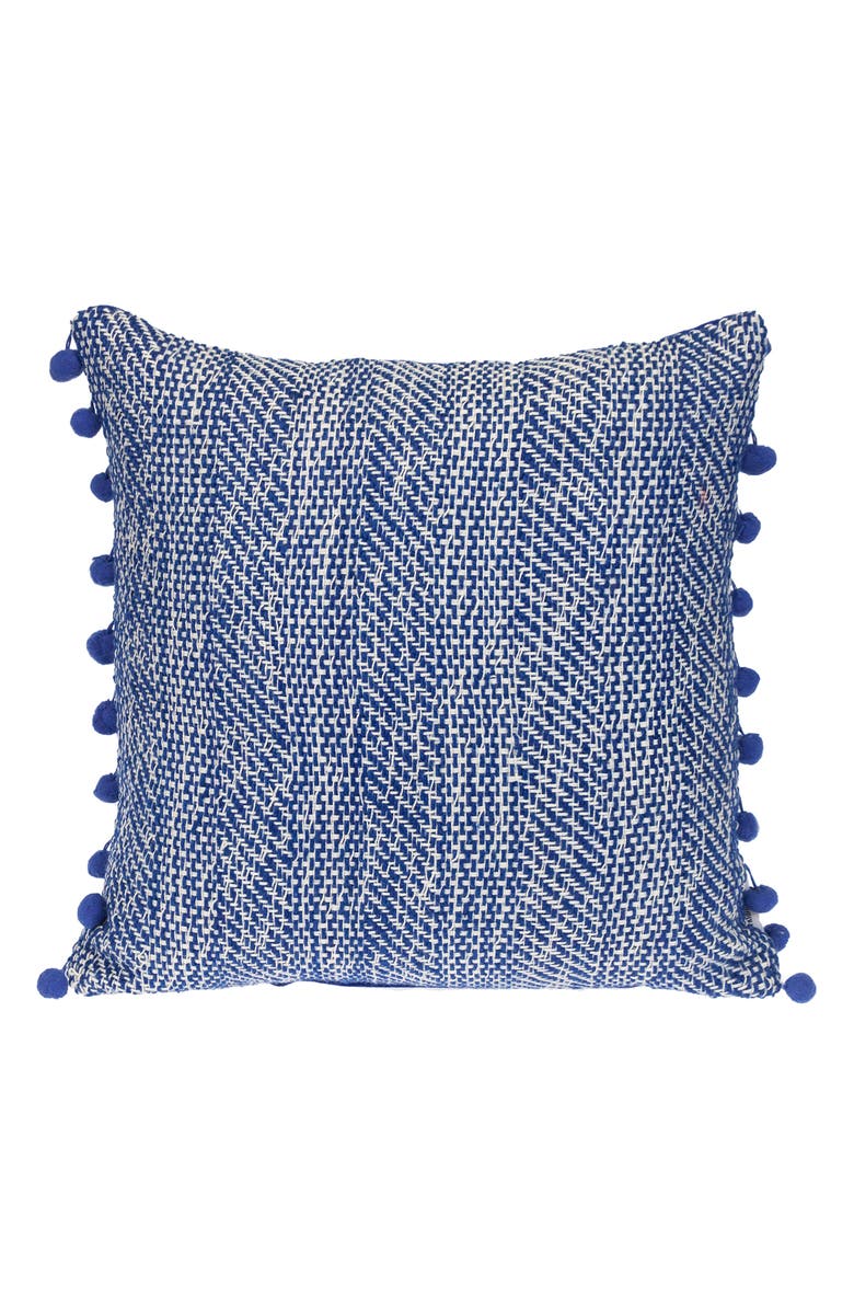 PARKLAND COLLECTION Pom Pom Trim Square Accent Pillow, Main, color, 