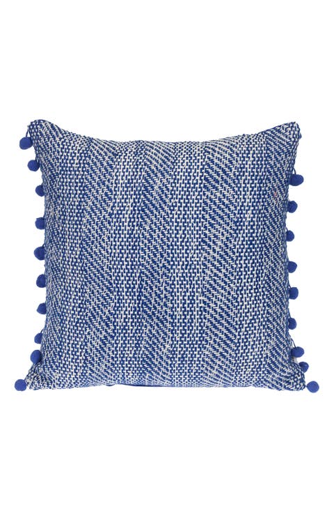 Pom Pom Trim Square Accent Pillow