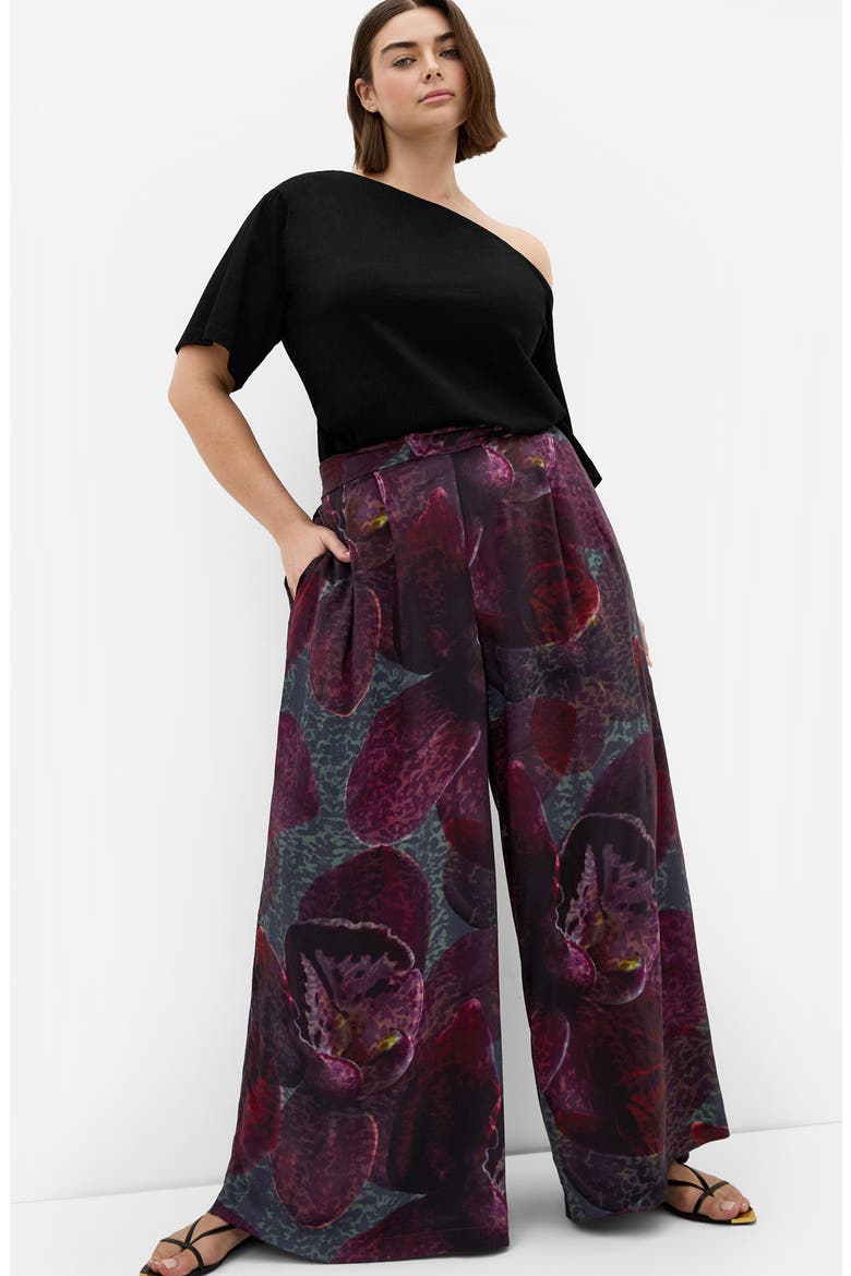 Piper Printed Wide Leg Pants, Alternate, color, BLACK ORCHID