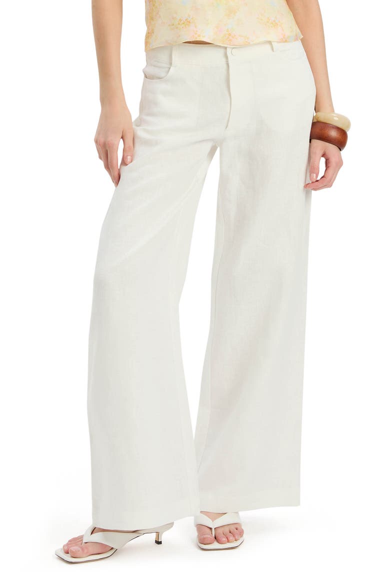 Serafina Floral Linen Strapless Top, Main, color, YELLOW
