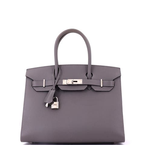 Birkin Sellier Bag Grey Epsom with Palladium Hardware 30