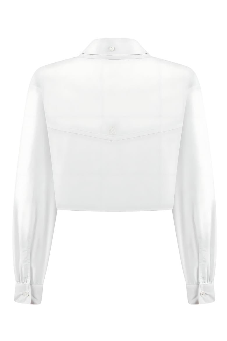 Double Collar Cotton Button-Up Shirt, Alternate, color, White