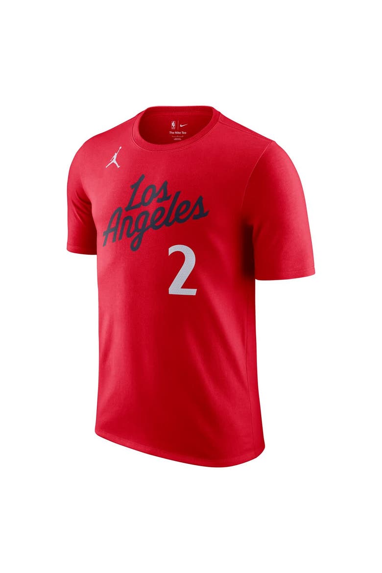 Men's Jordan Brand Kawhi Leonard Red LA Clippers Statement Edition Name & Number T-Shirt, Alternate, color, Red