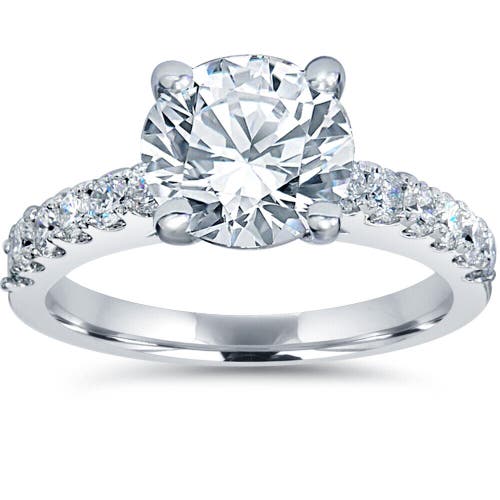 Bliss Diamond Certified 2ct Diamond Engagement Ring Solitaire Accent 14k Gold Lab Grown In 14k White Gold