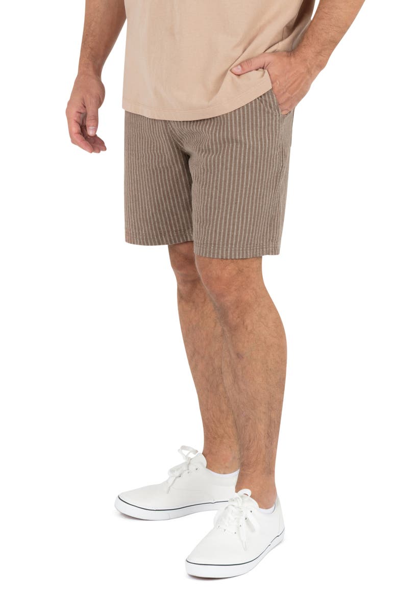Raleigh Volley Stripe Cotton & Linen Drawstring Shorts, Alternate, color, WOODSIDE