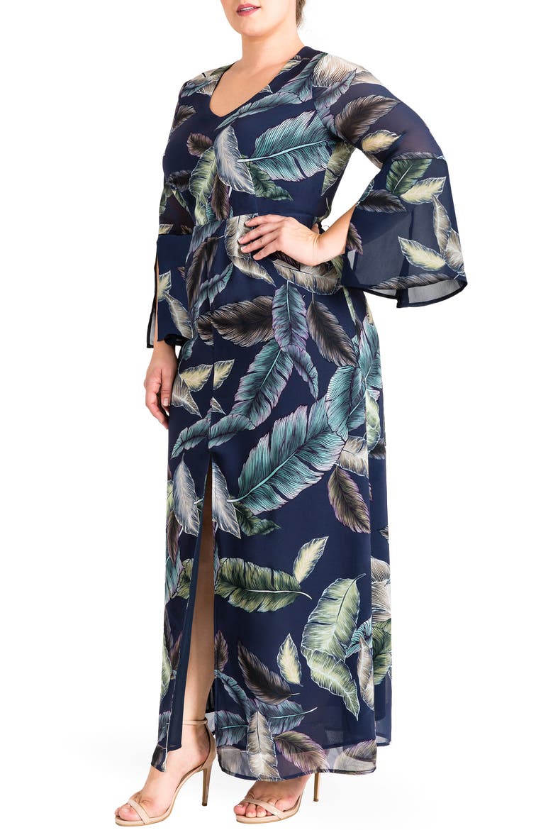 Norah Maxi Dress, Alternate, color, LEAF PRINT