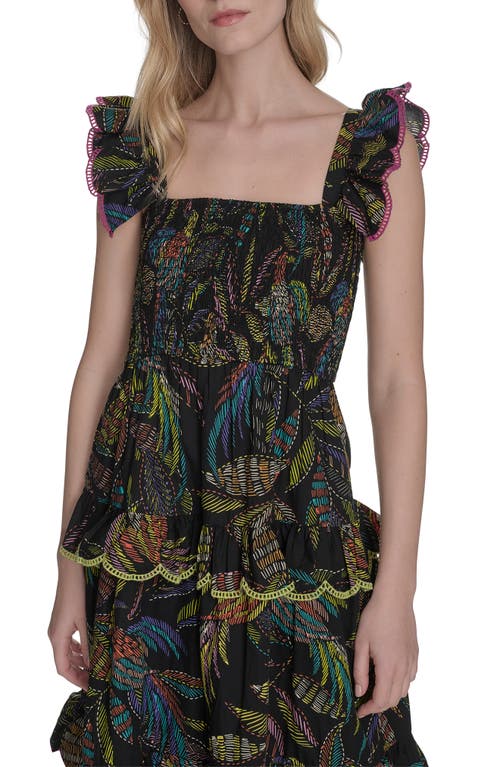 Shop Vince Camuto Floral Ruffle Sleeve Cotton Midi Ssundress