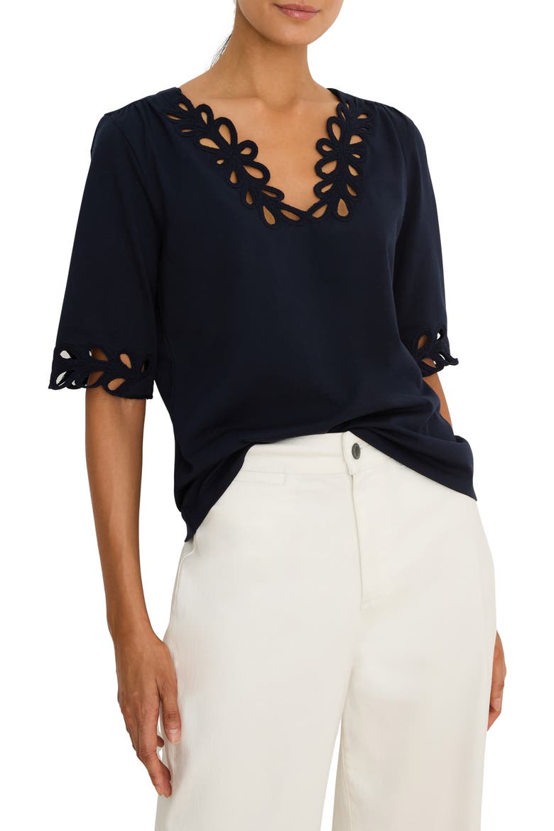 Rococo Soutache Embroidered Trim Top, Main, color, DARK INDIGO