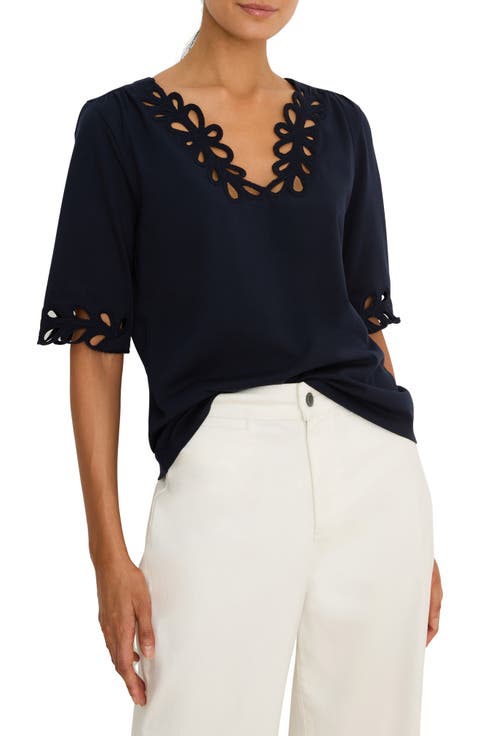 Rococo Soutache Embroidered Trim Top (Regular & Petite)