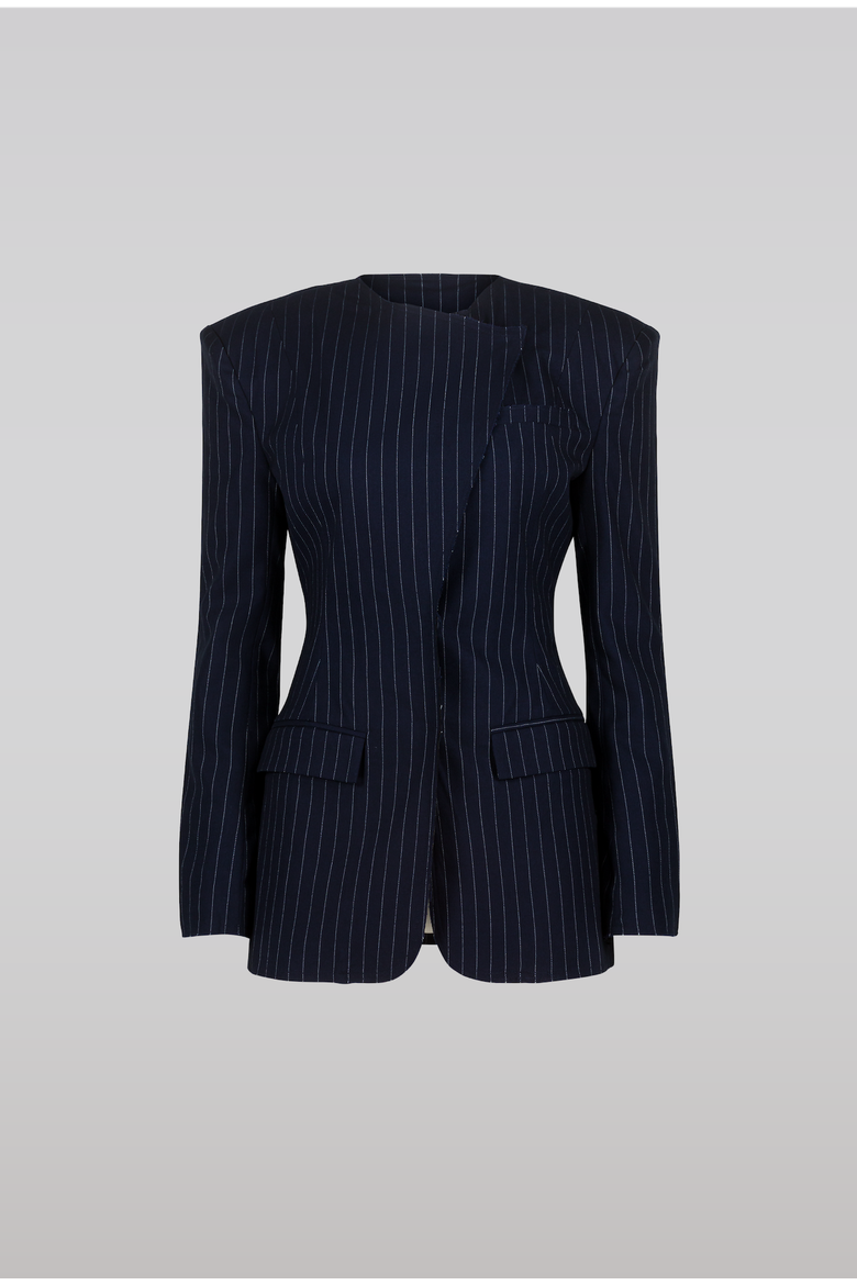Pinstripe Suit Jacket, Main, color, Navy