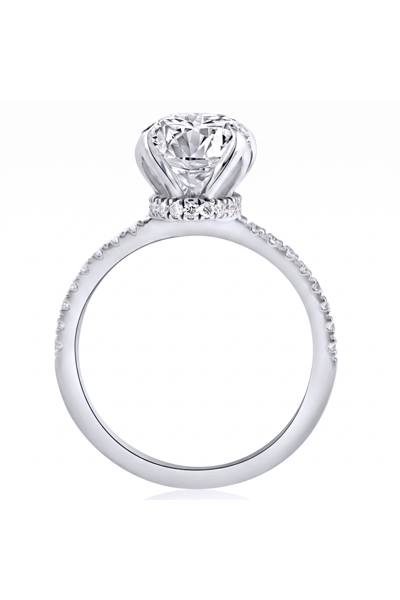 Certified 3 1/2Ct Oval Diamond Mia Engagement Ring Lab Grown Hidden Halo, Alternate, color, 10k White Gold
