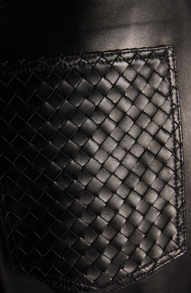 Bottega Veneta Straight Leg Leather Trousers, Alternate, color, 1010 Double Black