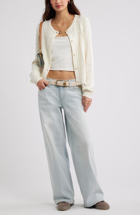 Button Front Cotton Blend Cardigan