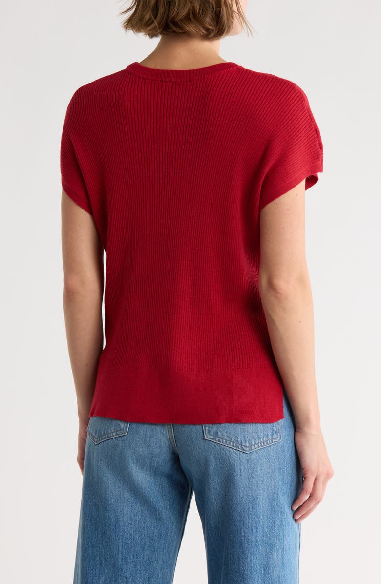 Splendid Ribbed Short Sleeve Sweater, Alternate, color, Emboldened Red
