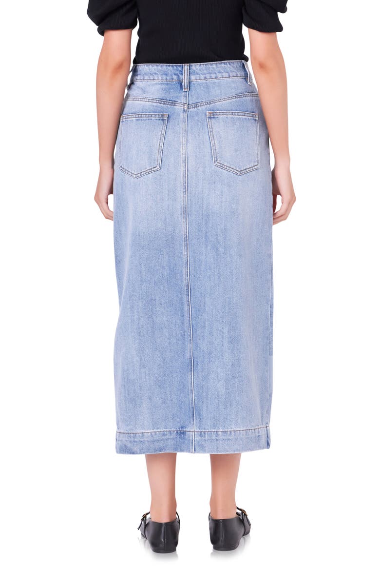 High Waist Denim Midi Skirt, Alternate, color, BLUE