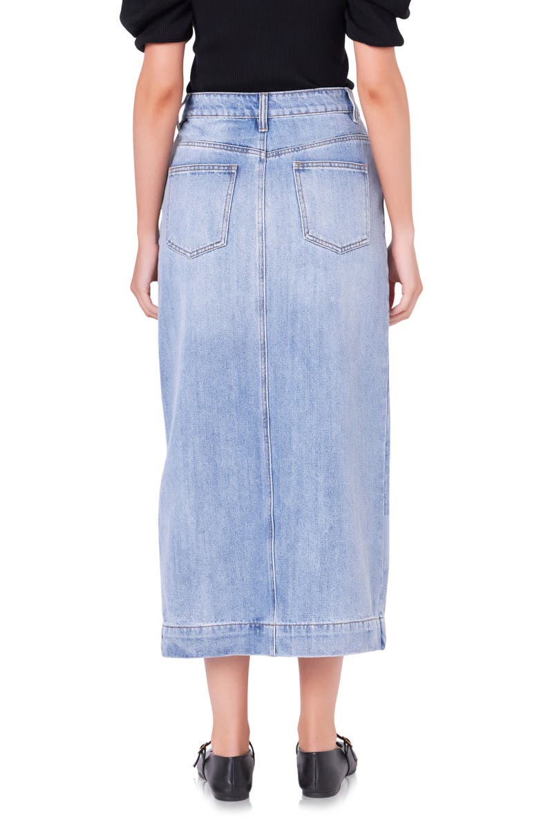 English Factory High Waist Denim Midi Skirt, Alternate, color, Blue