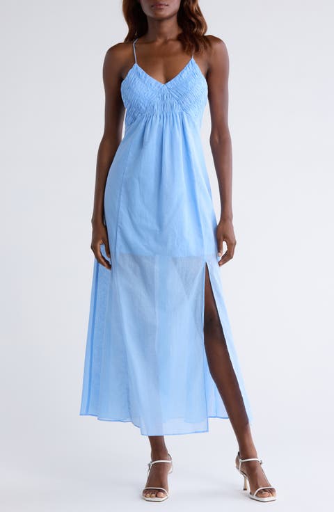 Brianna Side Slit Sleeveless Cotton Maxi Dress