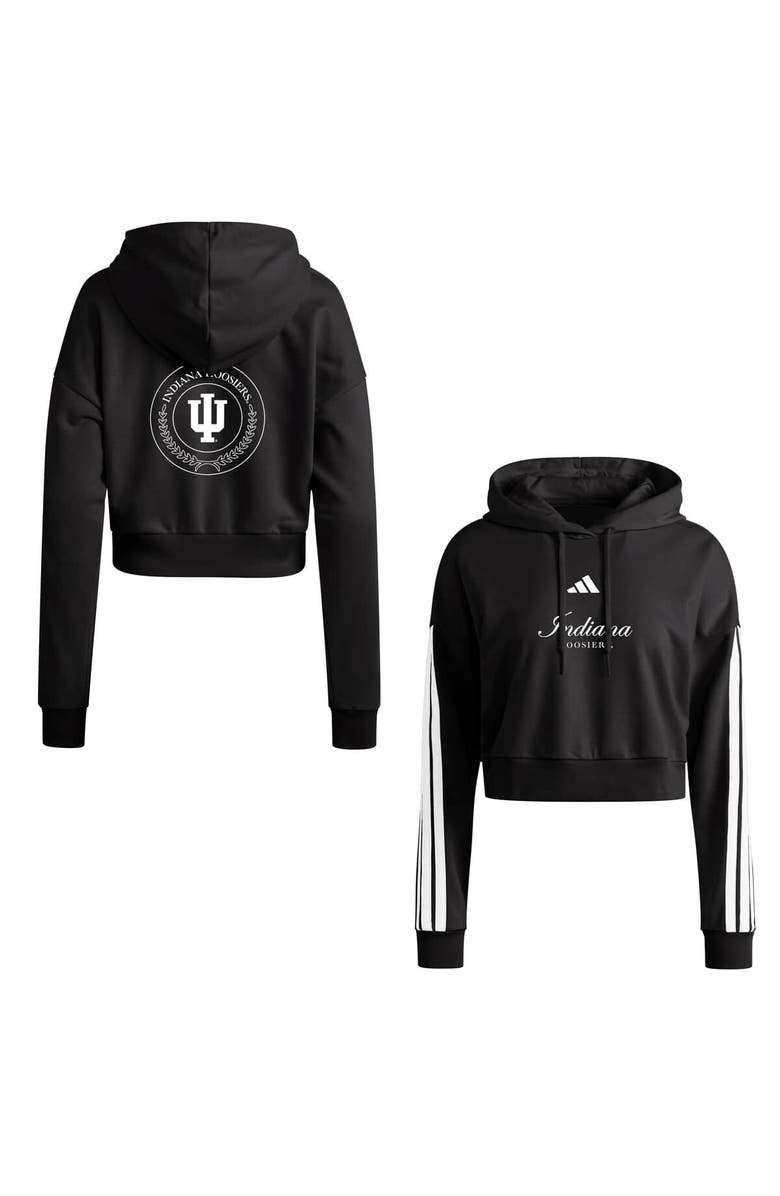 adidas Women's adidas Black Indiana Hoosiers Campus Queen Cropped Pullover Hoodie, Alternate, color, Black