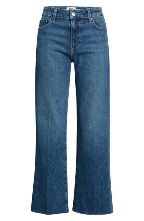 Leenah Raw Hem High Waist Ankle Wide Leg Jeans (Traverse)