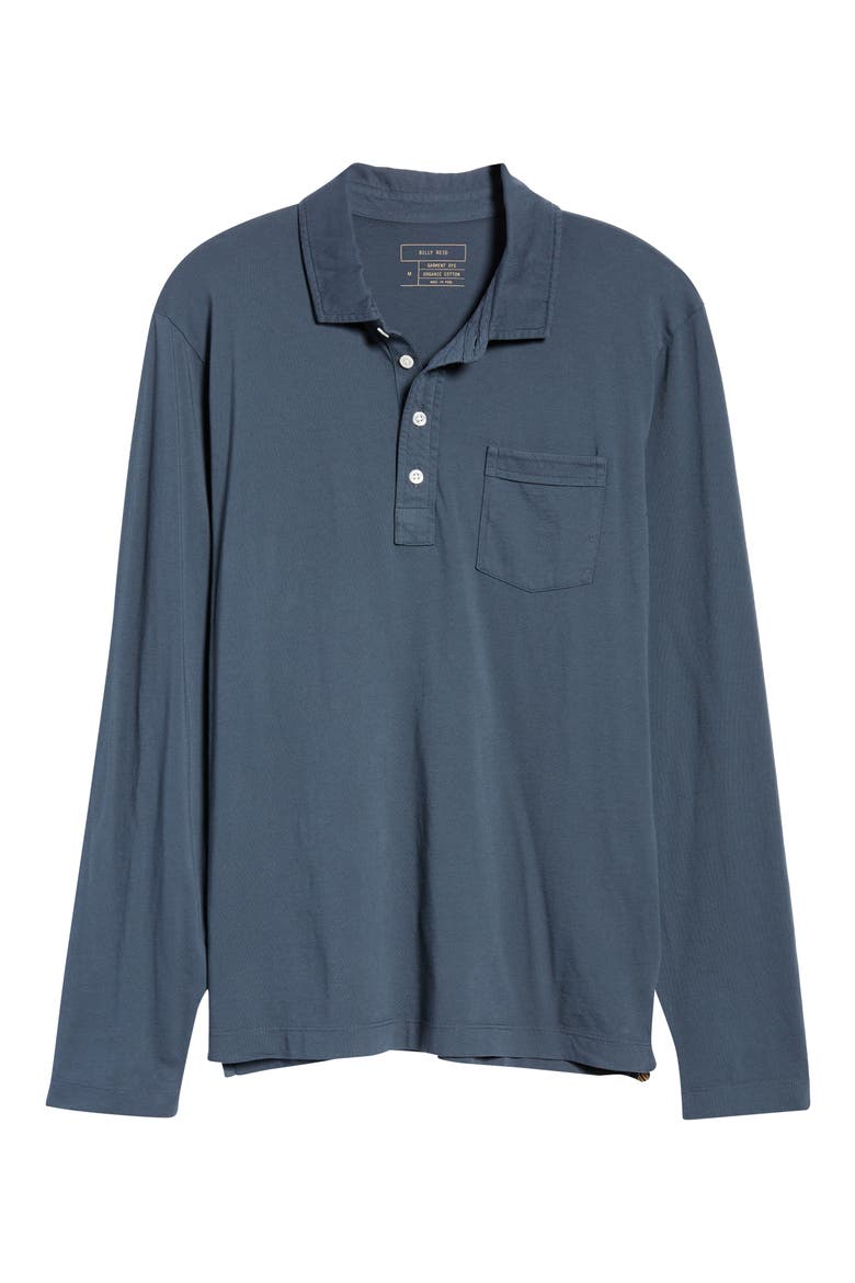 Pensacola Long Sleeve Organic Cotton Pocket Polo, Alternate, color, NAVY