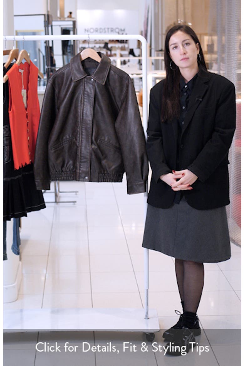 Relaxed Faux Leather Bomber Jacket video