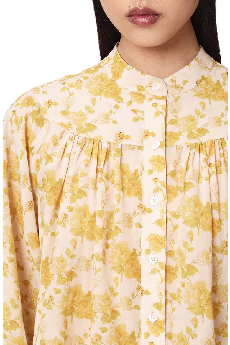 Kara Fleurz Floral Button Front Shirt, Alternate, color, FLEURZ YELLOW