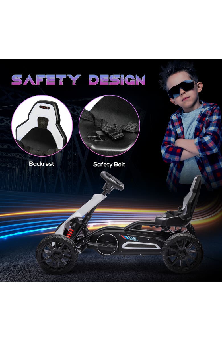 Aosom 12V Kids Electric Go Kart with Forward Backward Drive Adjustable Speed, Alternate, color, White