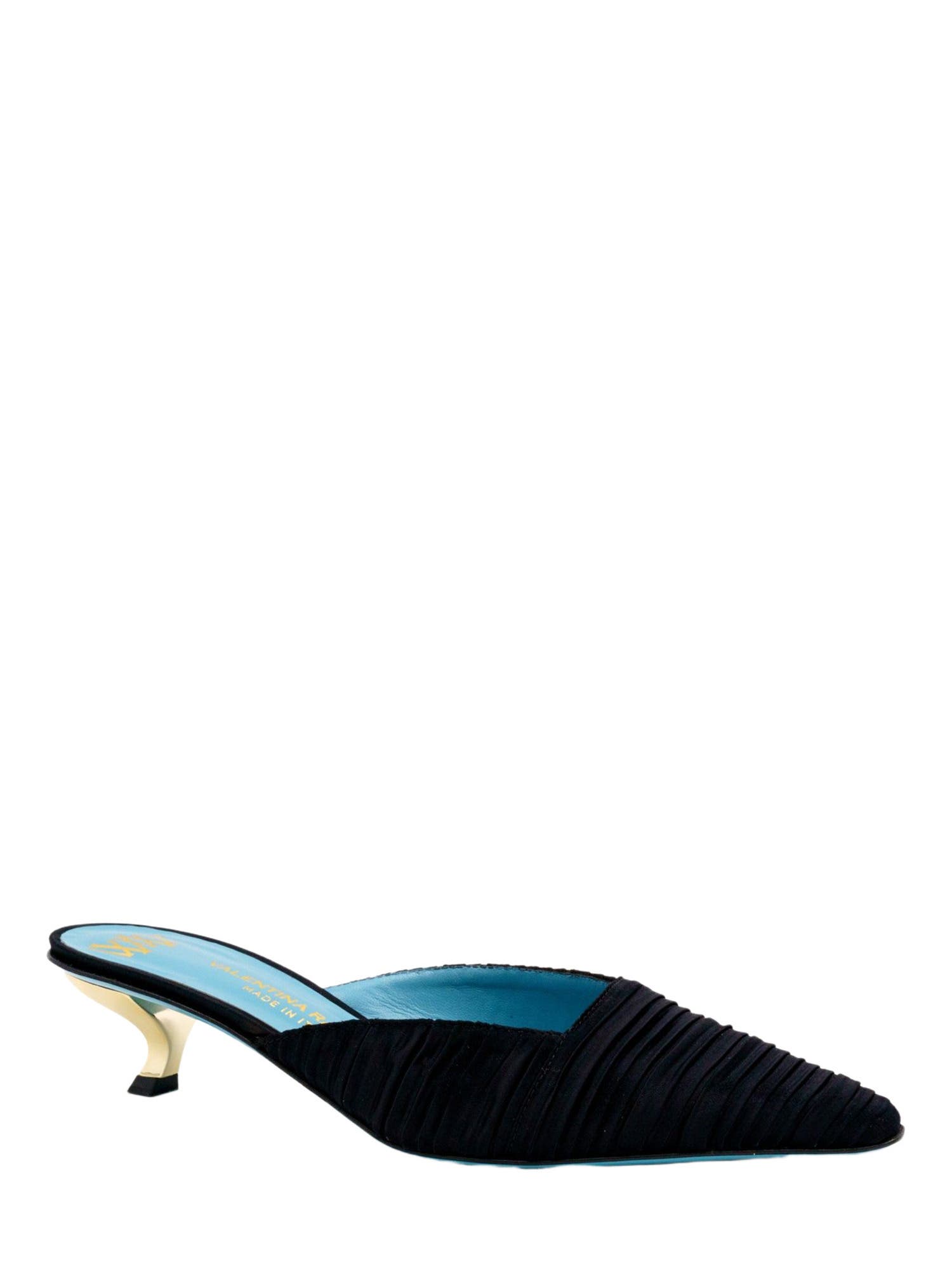 Valentina Rangoni Virgilo Low Heel Mule, Main, color, Black Plisse